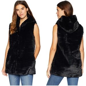 Nanette Lepore Vegan Fur Hooded Vest Sz XL NWT